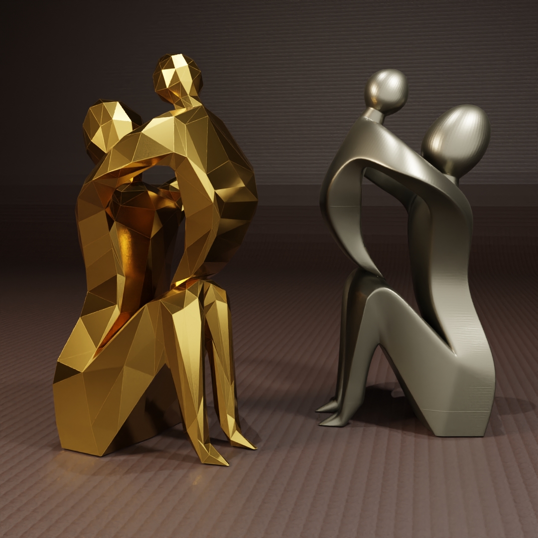 Low Poly Mother's Day Sculpture - Mother and Child