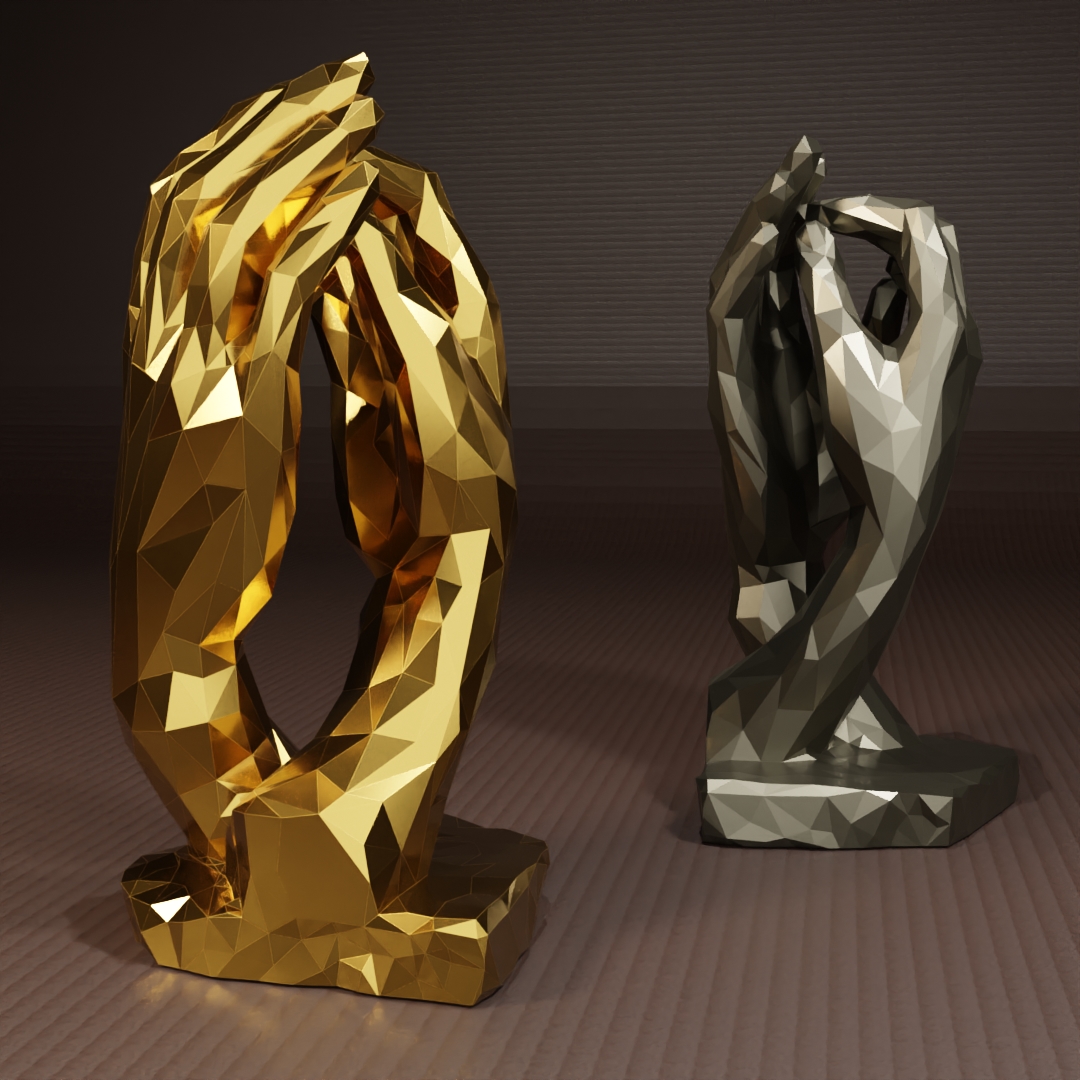 Low Poly Hand of Lovers - Sculpture