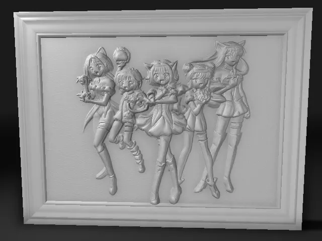 Mew Mew relief scupture