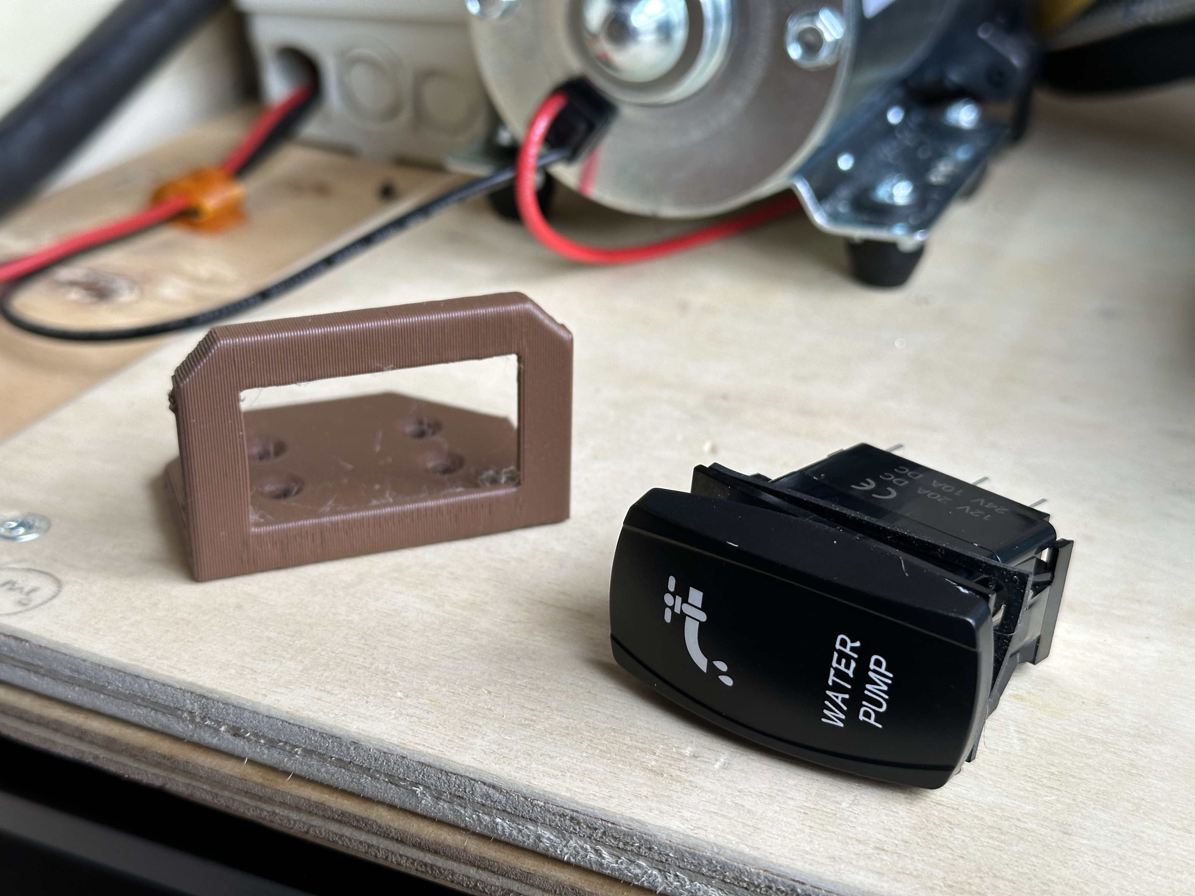 Custom 12V Rocker Switch Mount for Campervan Water Pump