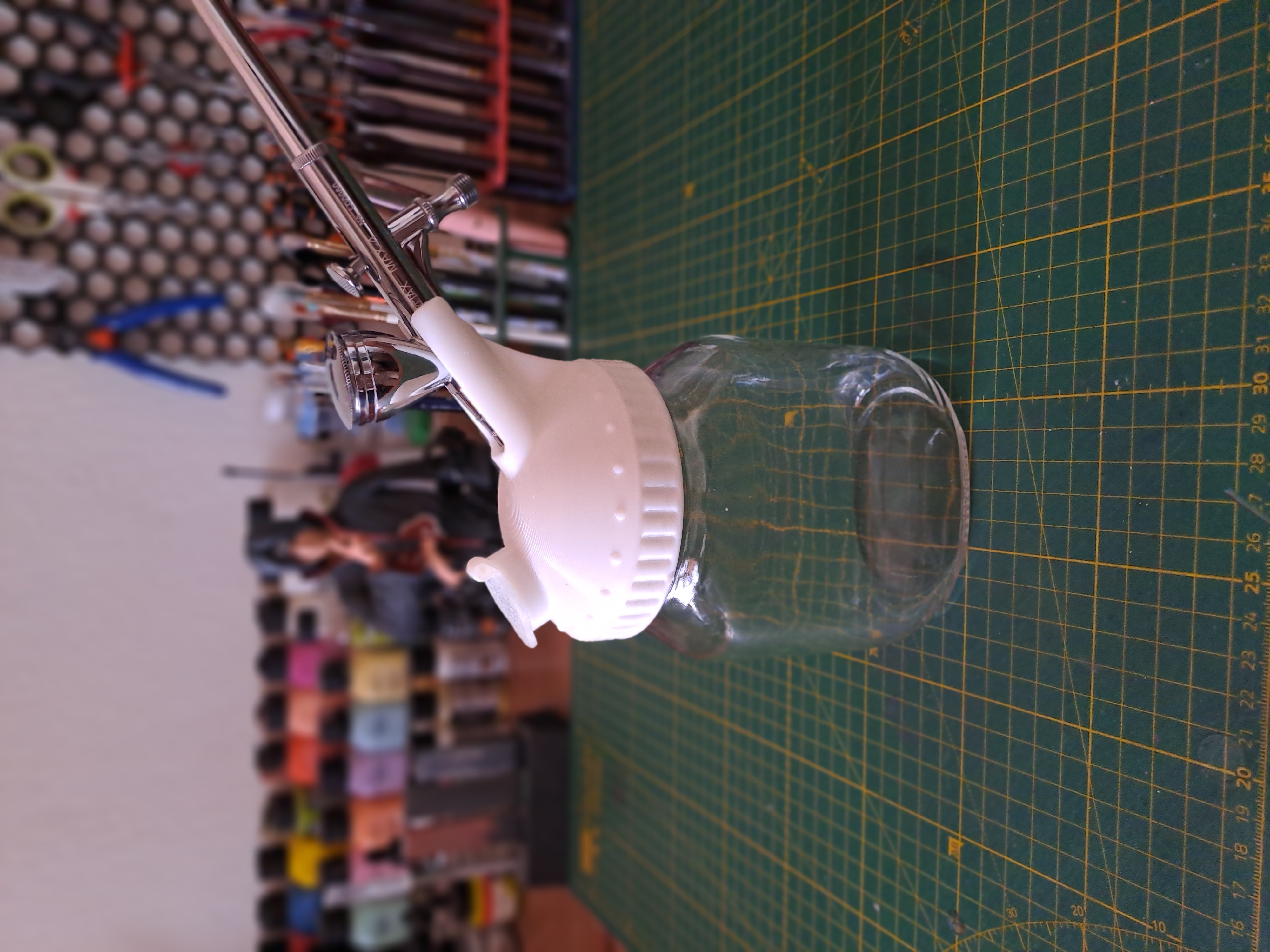 Airbrush cleaning pot from 630g Nuttela jar