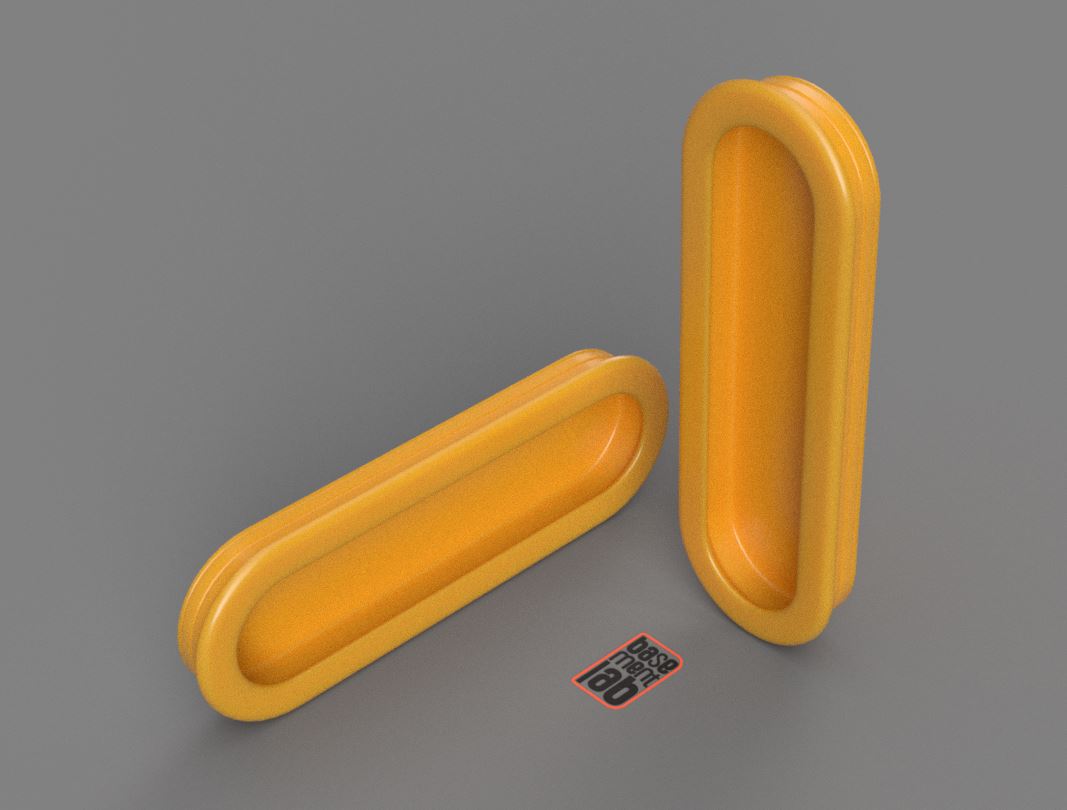 Rounded sliding door flush handle 40x120mm - Maniglia ad incasso