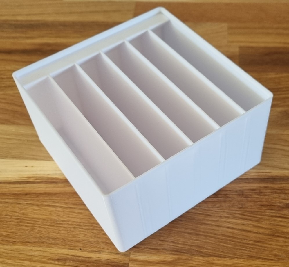 Gridfinity divided labeled stackable bin 3x3x10 x6