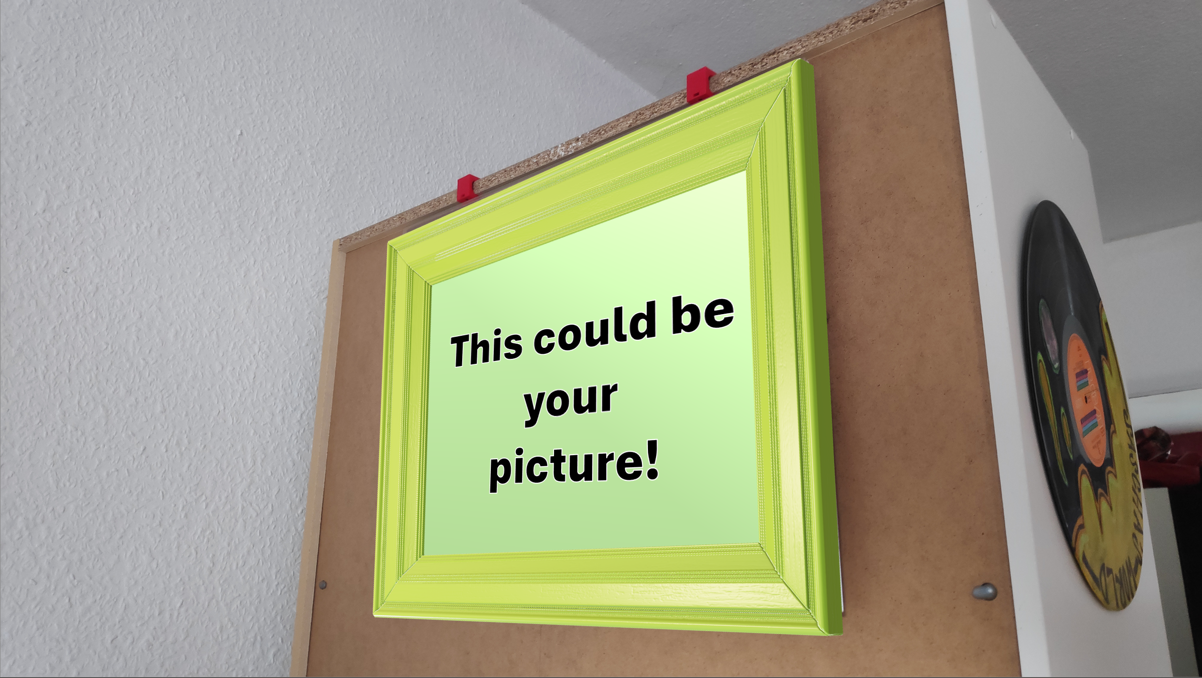 frameless Picture frame hanger for a wardrobe backside