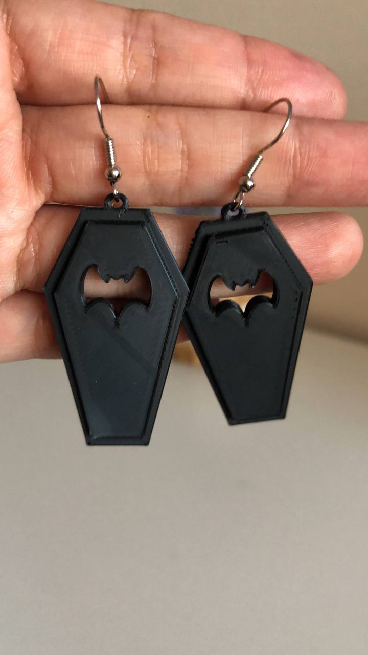 Earring Coffin capsule dark bat cofre ataud HALLOWEEN