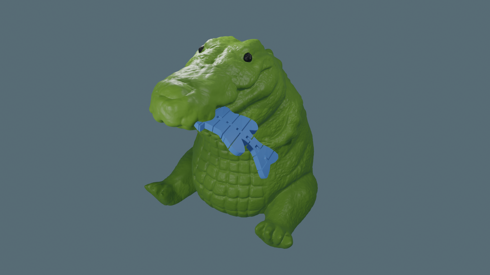 Chubby Crocodile with Articulated Fish