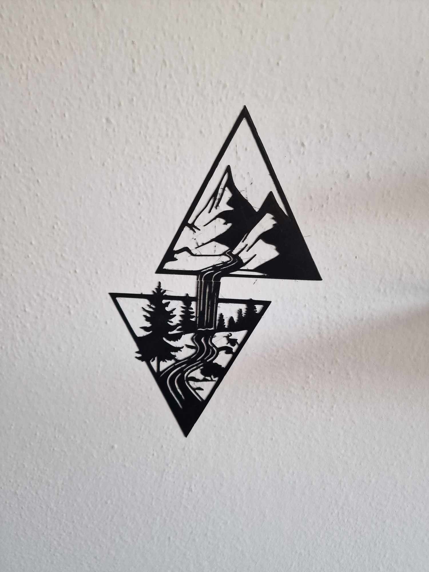 Wall art - mountains & creek with waterfall