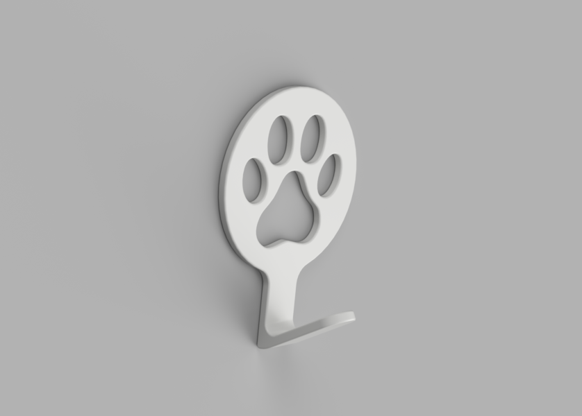 Stick On Dog Paw Print Hook by automontronic Download free STL model