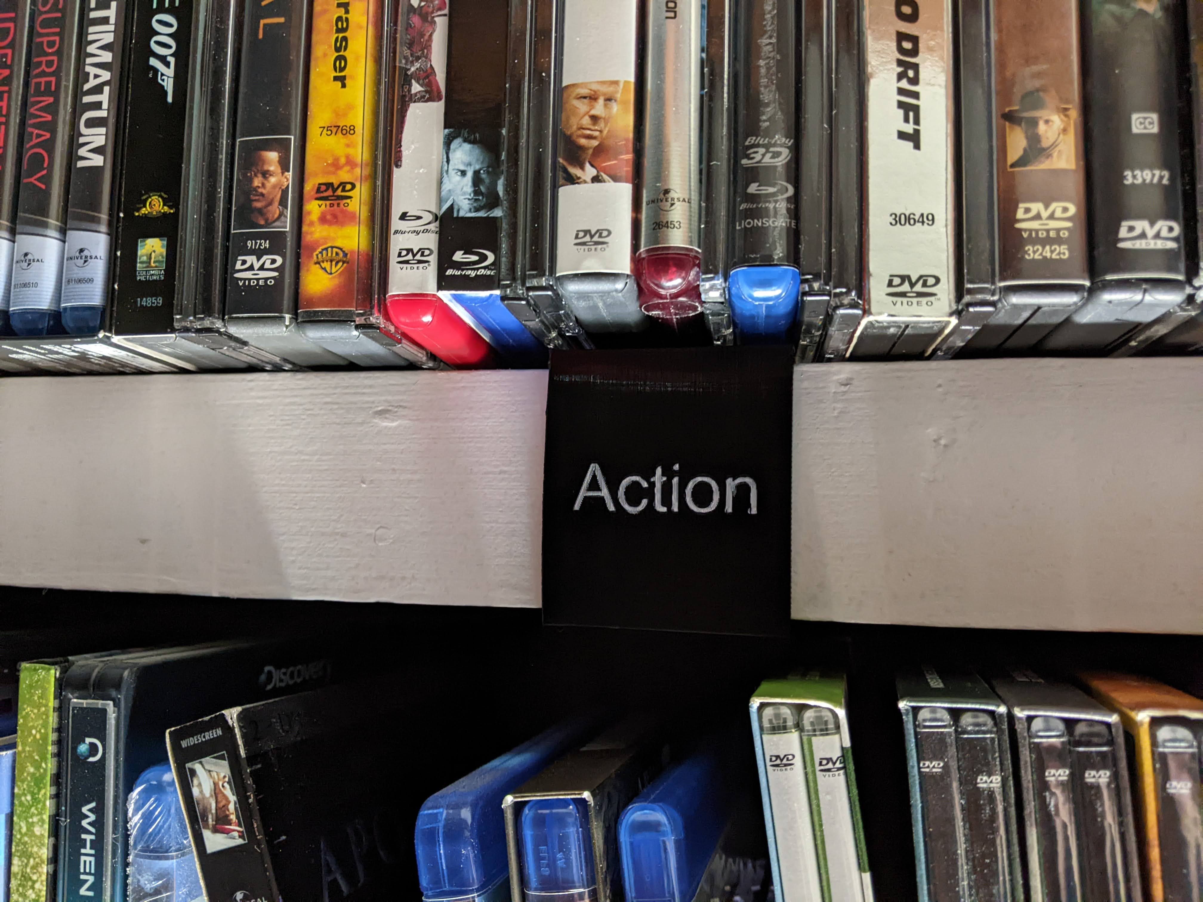 1 x 2 DVD Media Shelf Moveable and Customizable Labels