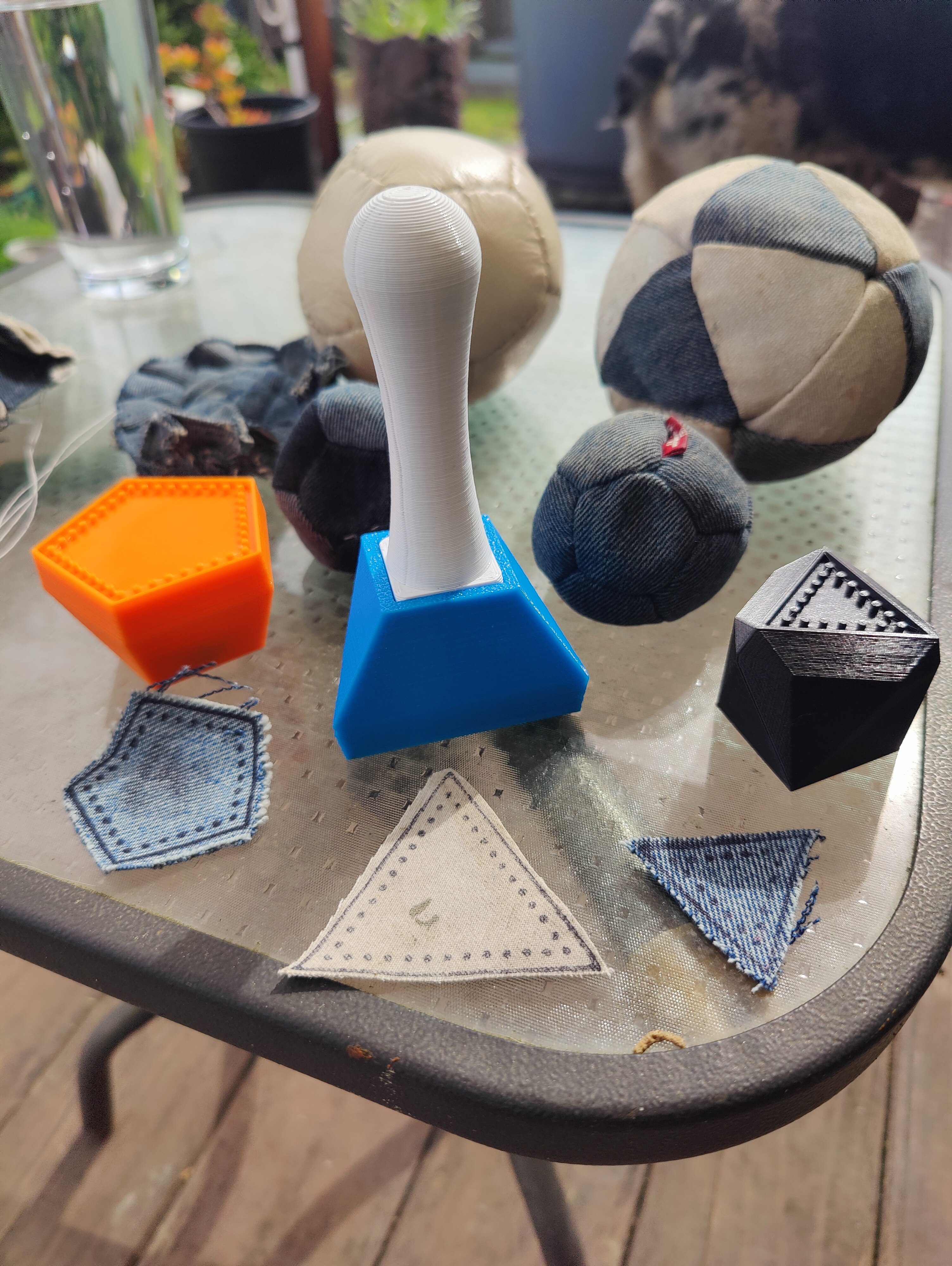 Geometric panel Stamps For making balls and footbags