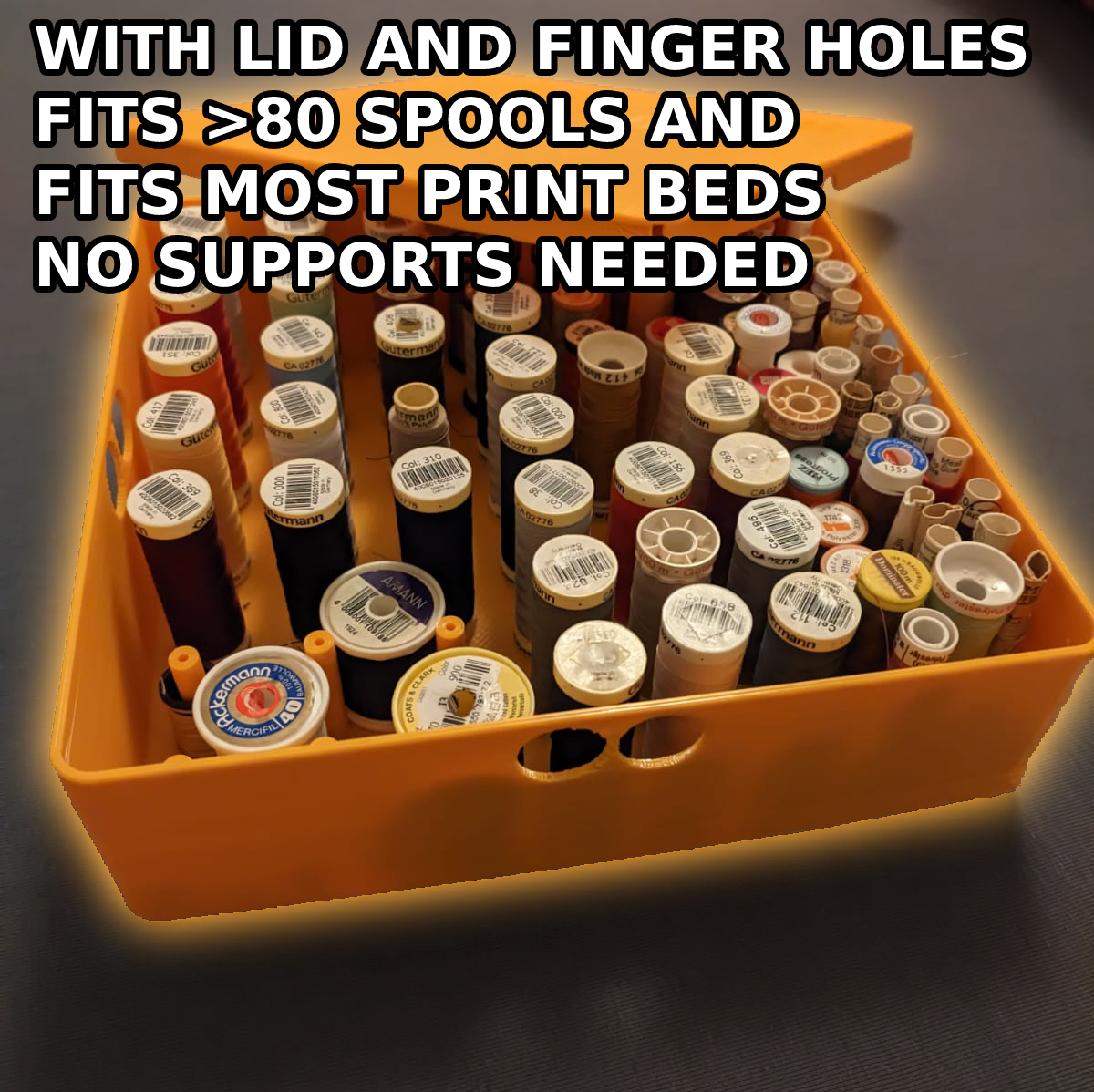 Sewing Thread Spools Storage Box [>80 spools, 21.5x21.5 cm] by BroknP ...