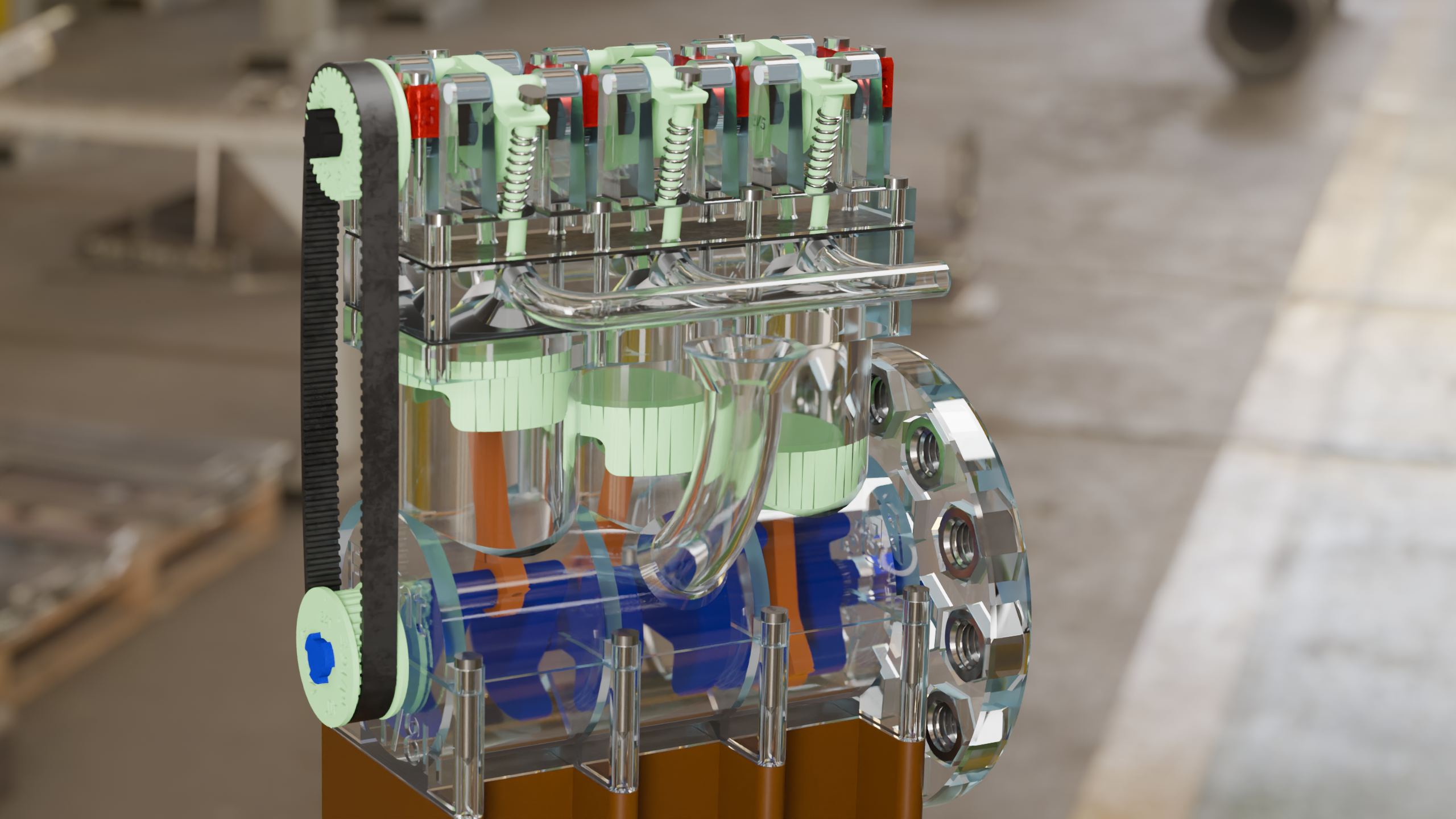 Miniatura 2 do modelo 3D Functional Pneumatic Inline 3 Engine