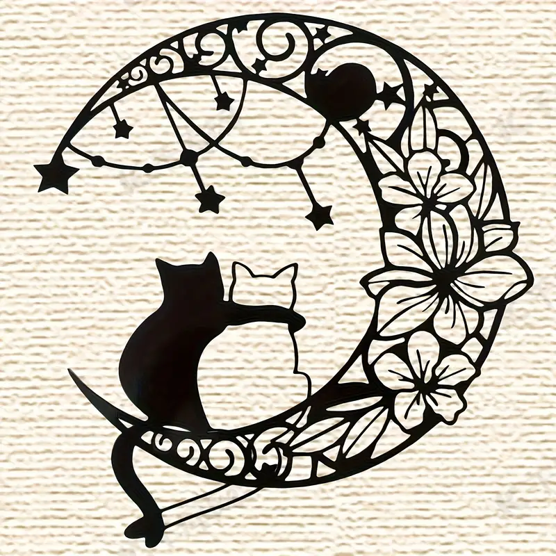 Wall art - 2 cats on flowermoon