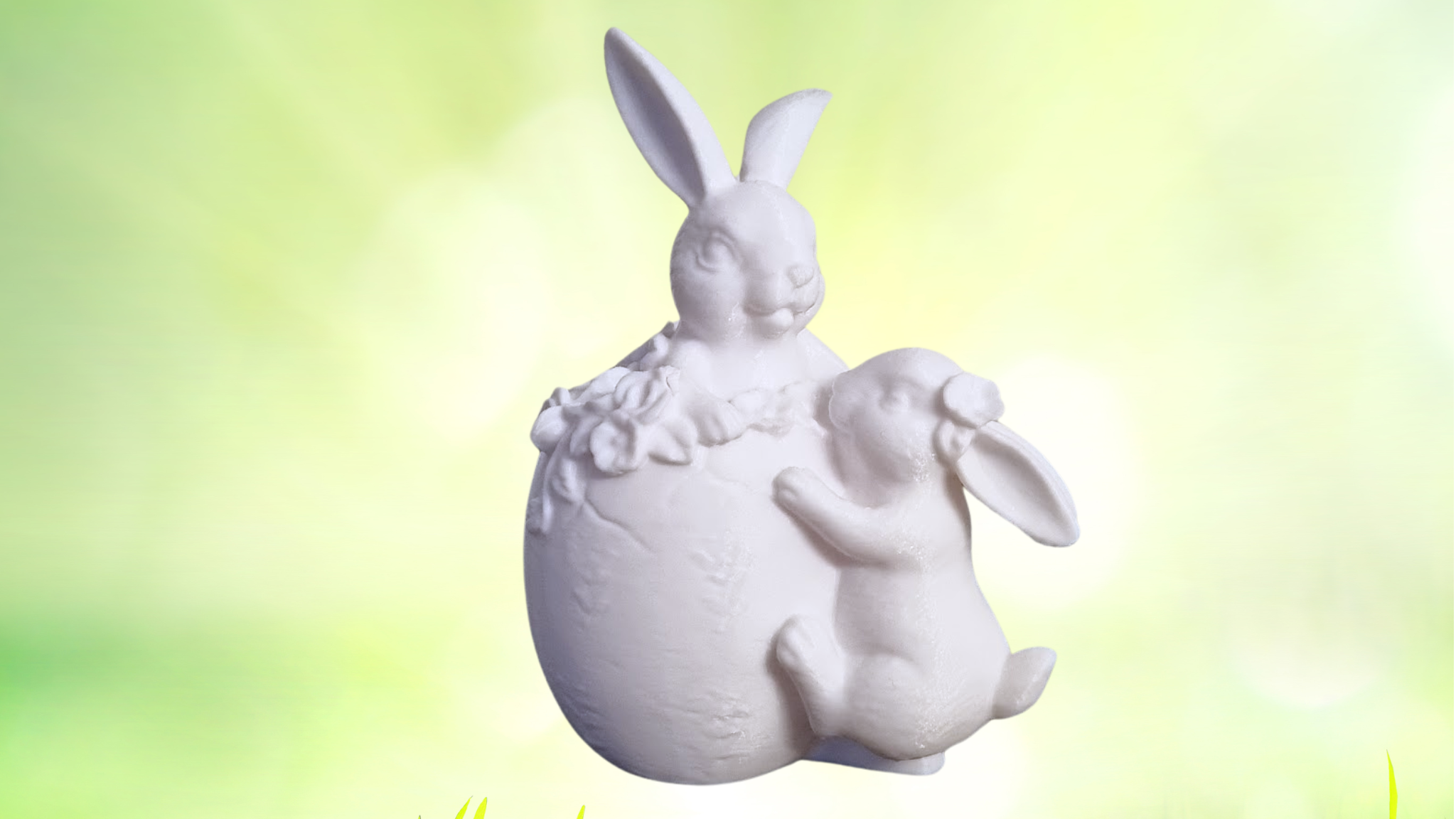 Cute Easter Two bunnies with an egg