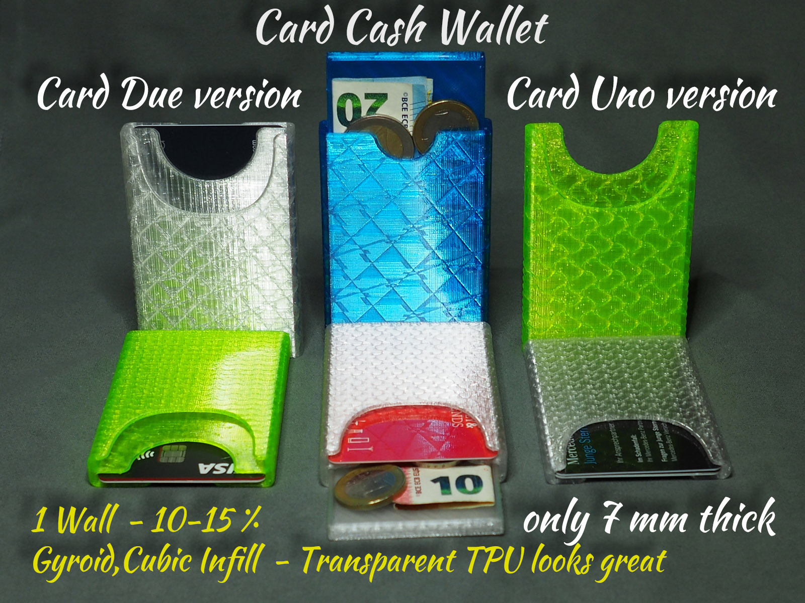 TPU Flexible Card Cash Wallet - soft comfortable holder