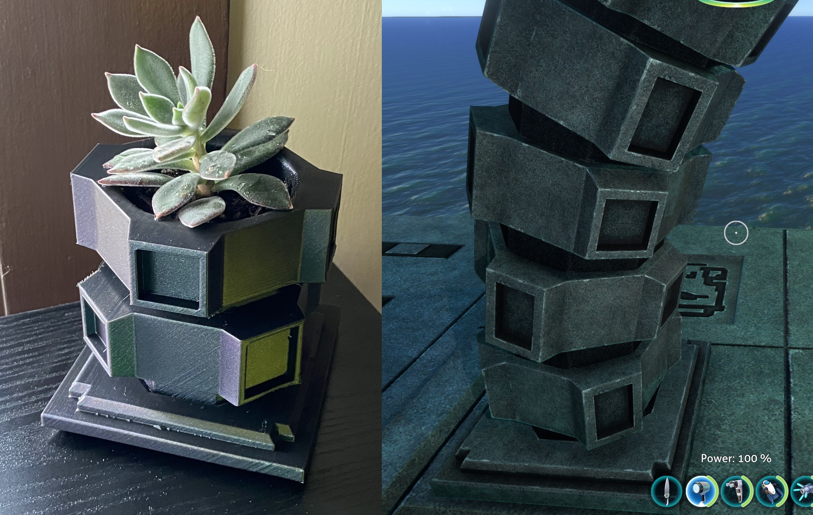 Subnautica Inspired Precursor Cable Chain Planter