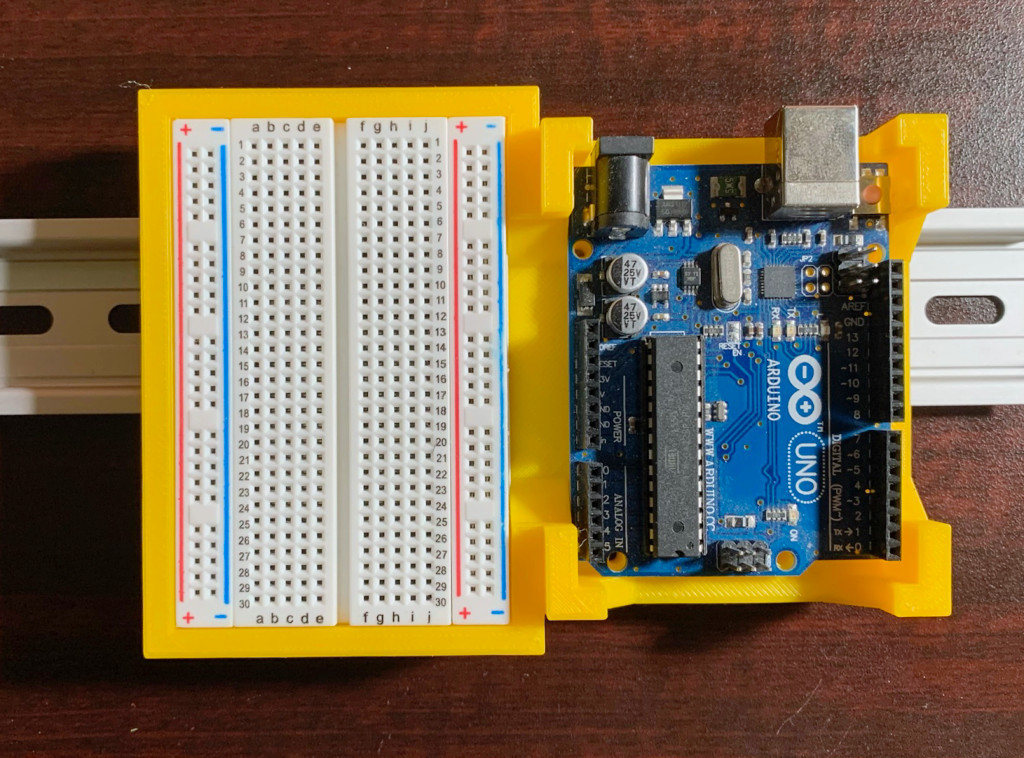 Arduino Uno with proto board mount for DIN rail