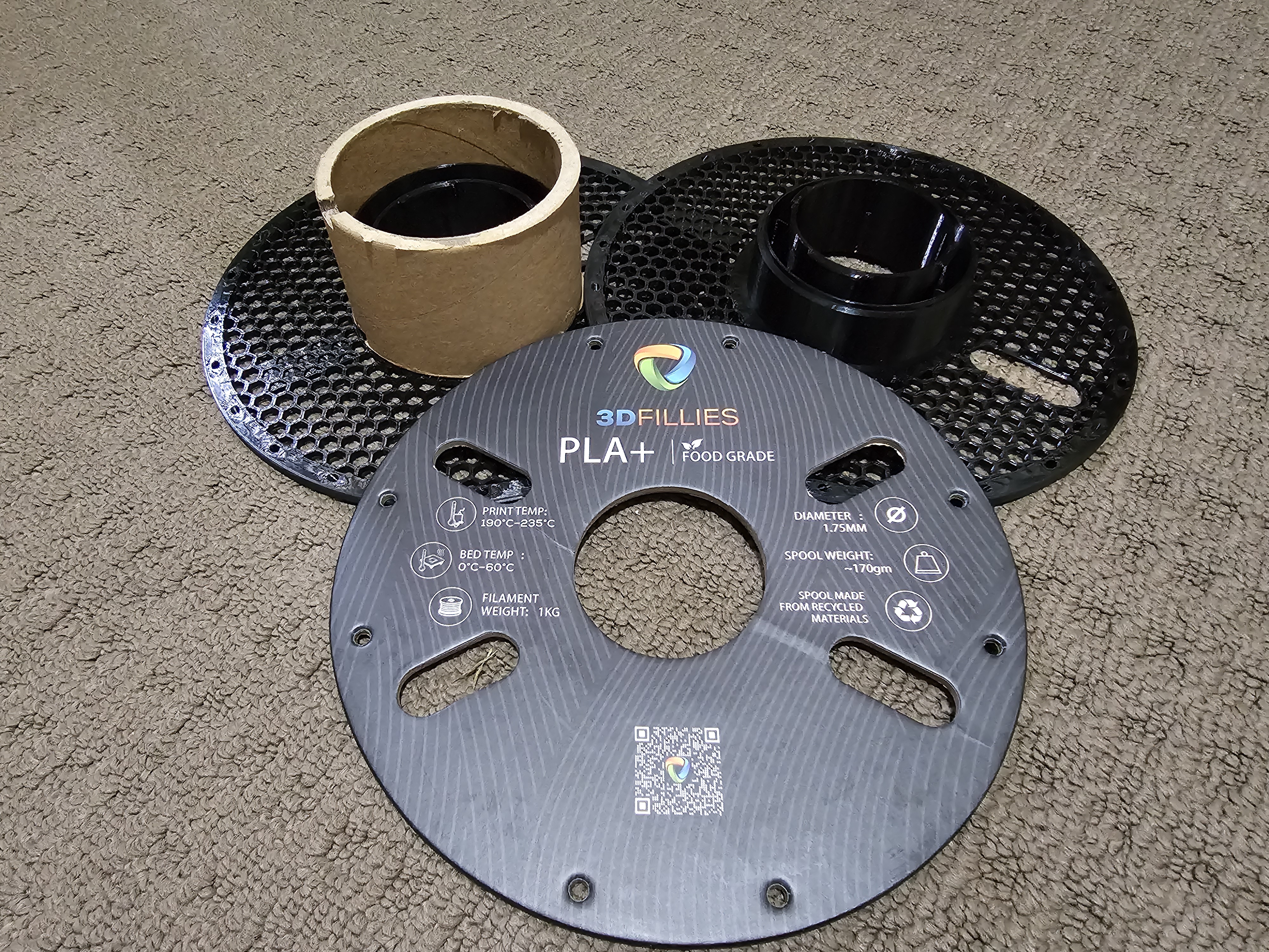 Bambu Reusable Spool with replaceable label (Resized for 3DFillies cardboard spools)