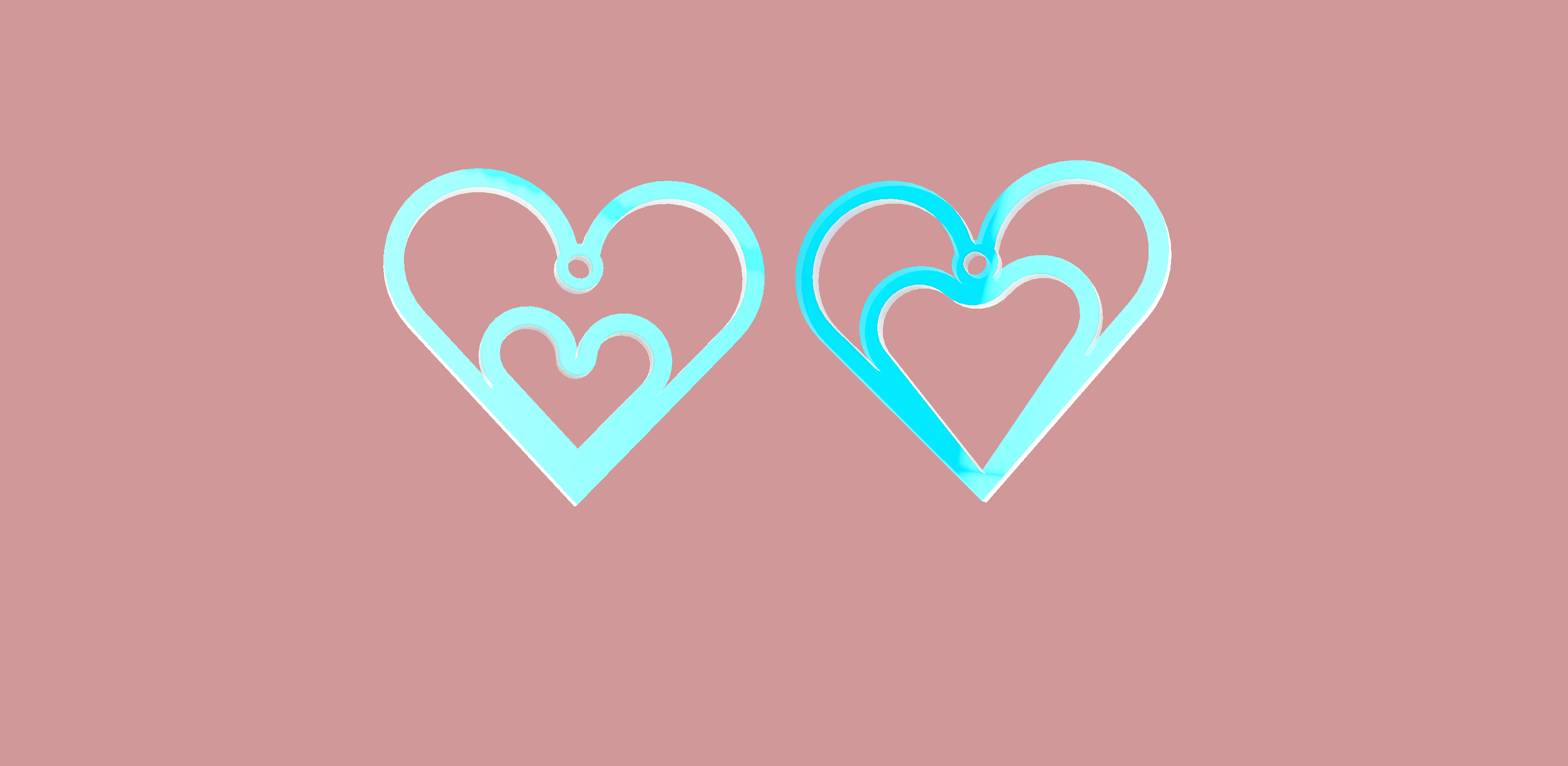 Heart in heart earrings - two versions
