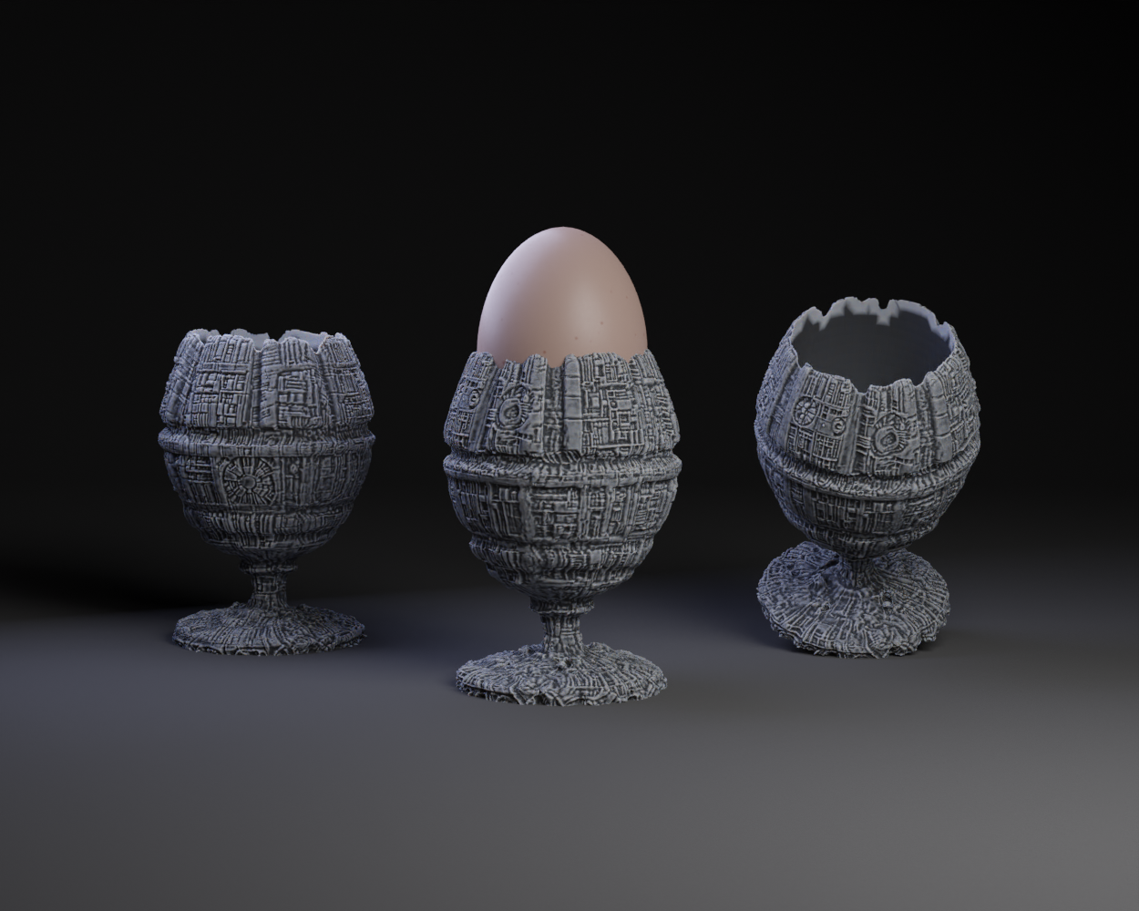 Death Star Egg Cup (AI -Meshy Experiment)