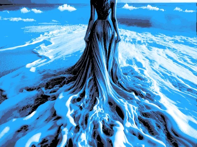 Woman Sea Dress  "Filament Painting"