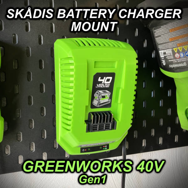 IKEA Skådis Greenworks Gen1 40V Battery Charger Mount