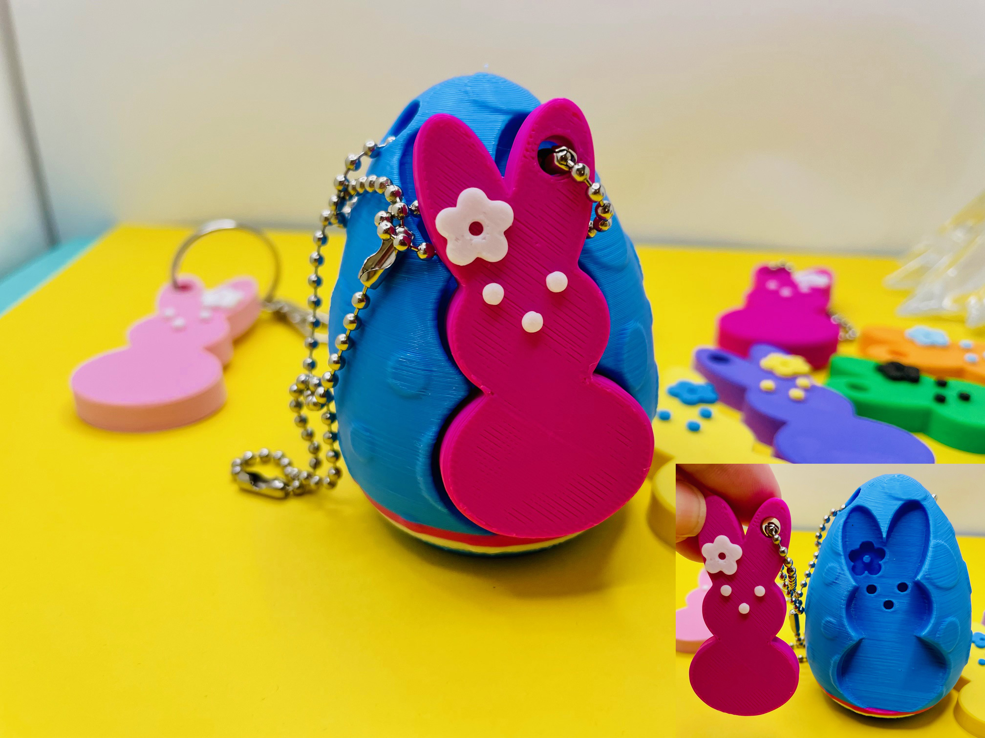 Easter Bunny Girl and Egg Freindship Key Chains