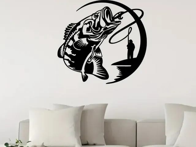 Fisherman with Swirling Fish Wall Art