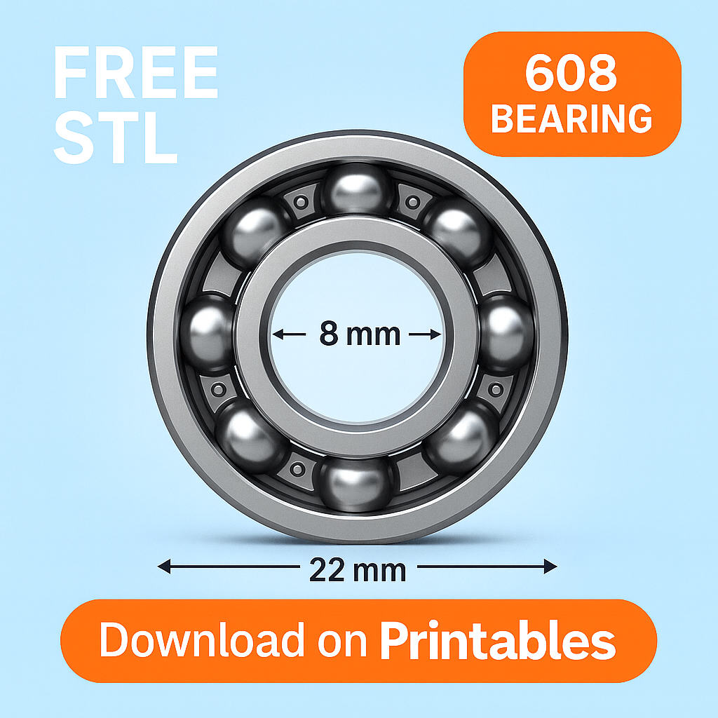 608 Skateboard Bearing – 3D Printable Model
