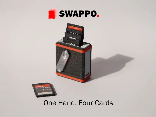Swappo — One-Handed SD Card Case (No Glue, No Hardware, STEP included)