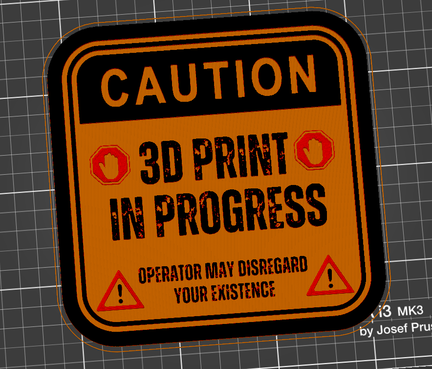plate Caution 3D print in progress