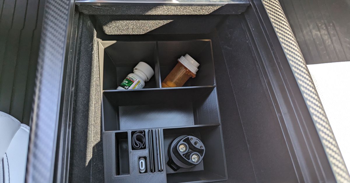 Tesla Model X (Plaid) Center Console Organizer Storage Bin by hellgiver