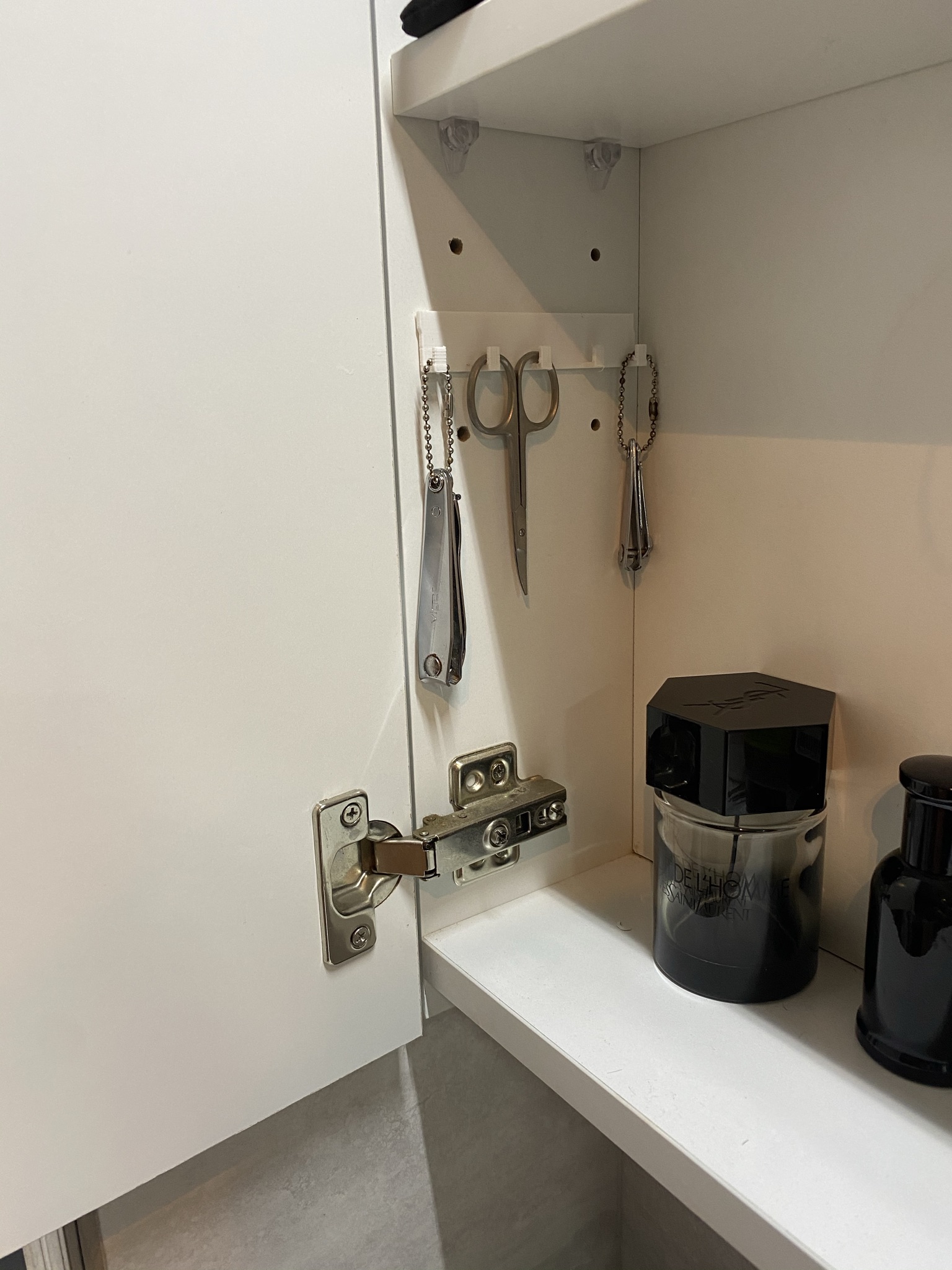 Hanger for scissors and other tools - Ikea mirror cabinet