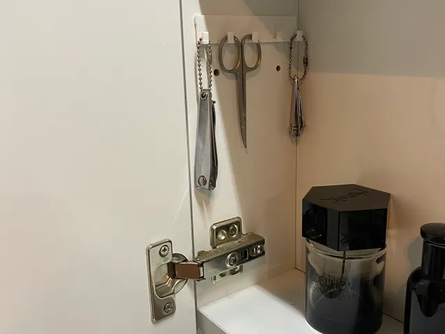 Hanger for scissors and other tools - Ikea mirror cabinet