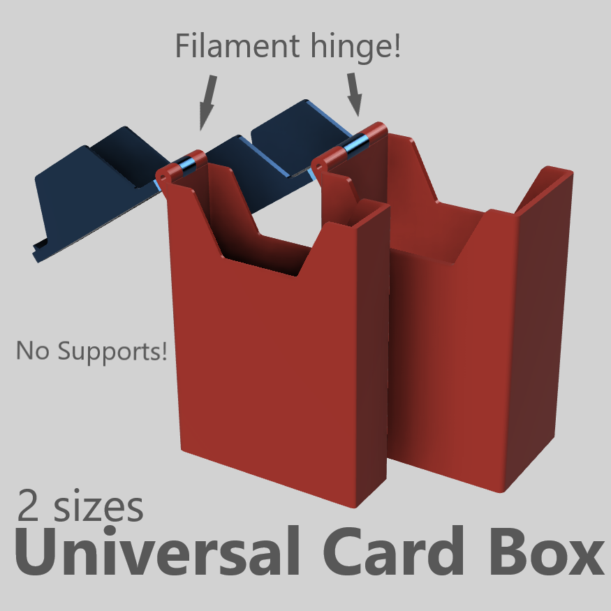 2 sizes Filament hinge universal Card Box - No supports needed!
