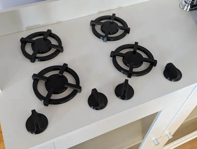 Toy Gas Stove Parts Knob and Burner by Audi Download free STL model Printables