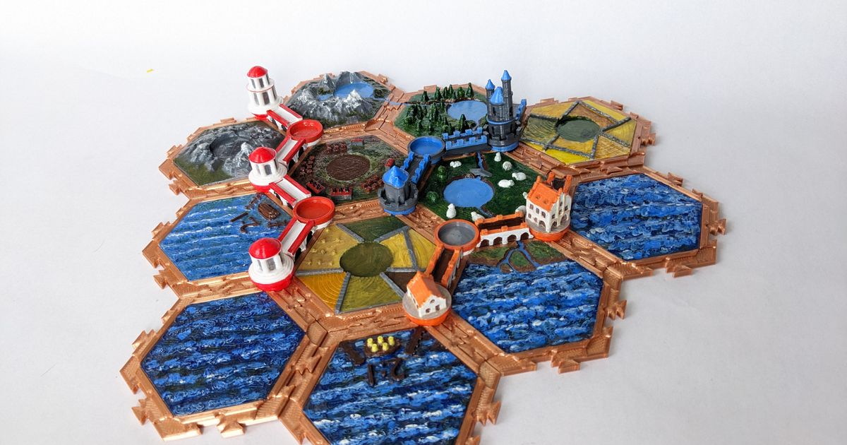 Snap-together Settlers of Catan Pieces by Two Views Studio | Download ...