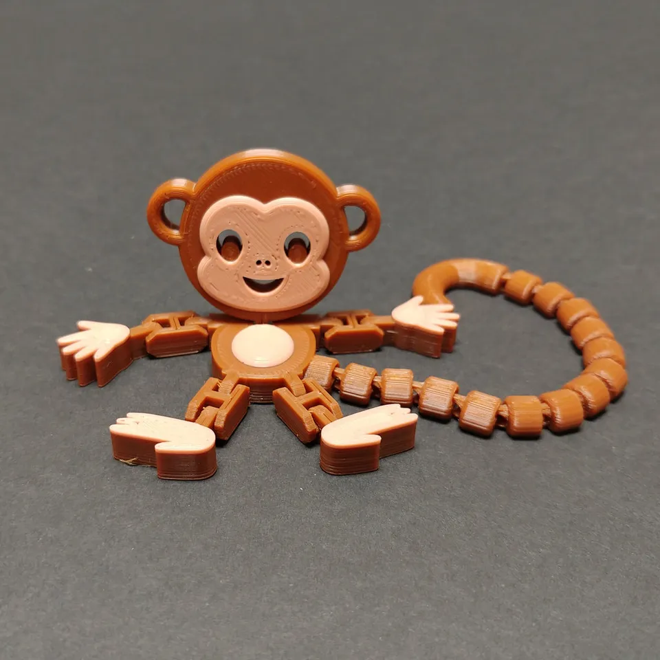 Flexi Articulated Monkey (with updated tail) by fixumdude, Download free  STL model