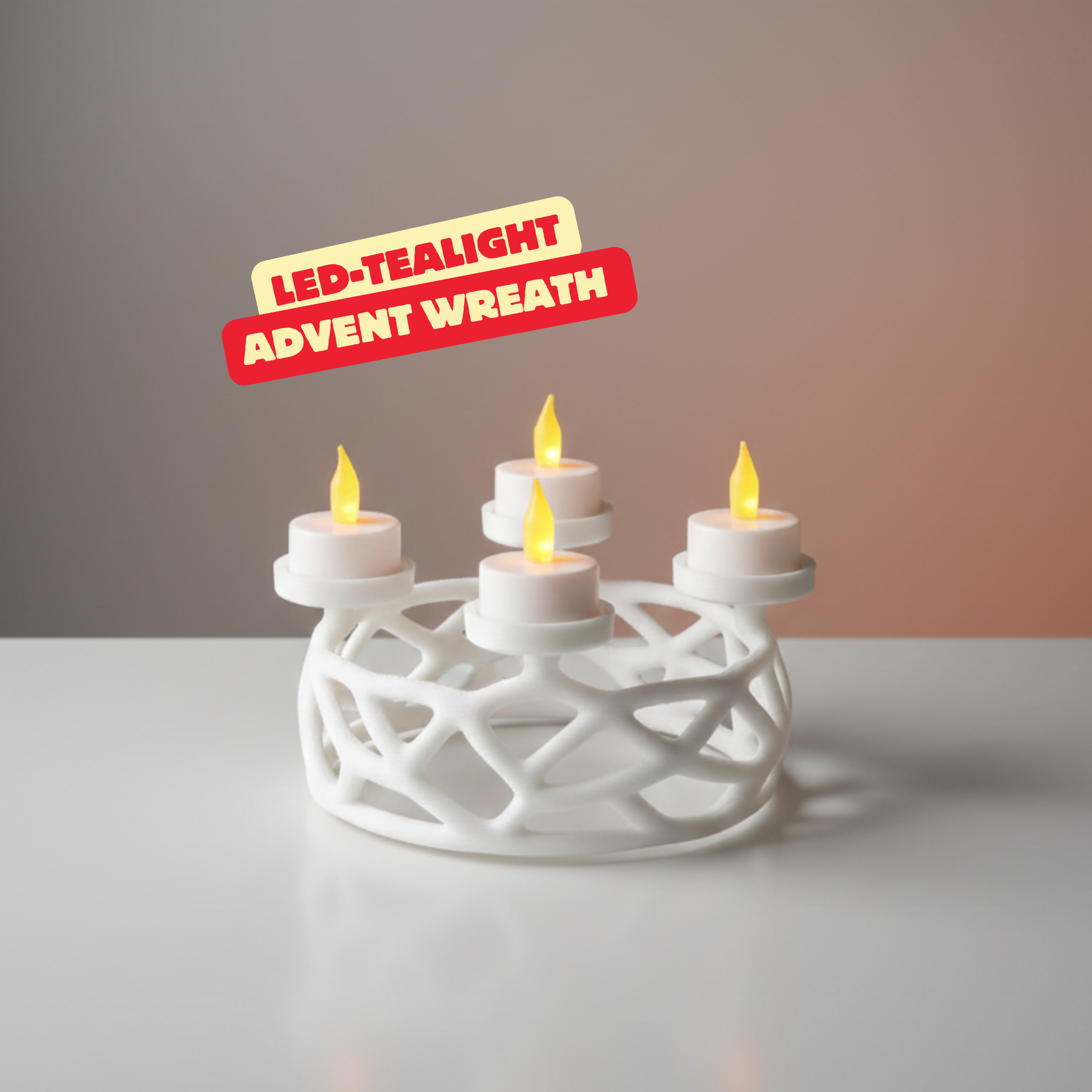 ROUND ADVENT WREATH (LED TEALIGHT) / LIGHTNING / CHRISTMAS DECOR / TABLEDECOR