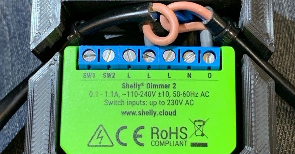 Shelly Dimmer 2 - Compact Case for 2-wire Lamp Install by djos_1475, Download free STL model