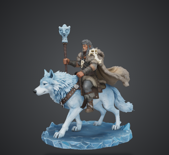 Frost Wolf Rider with Ice Staff – Winter Warrior