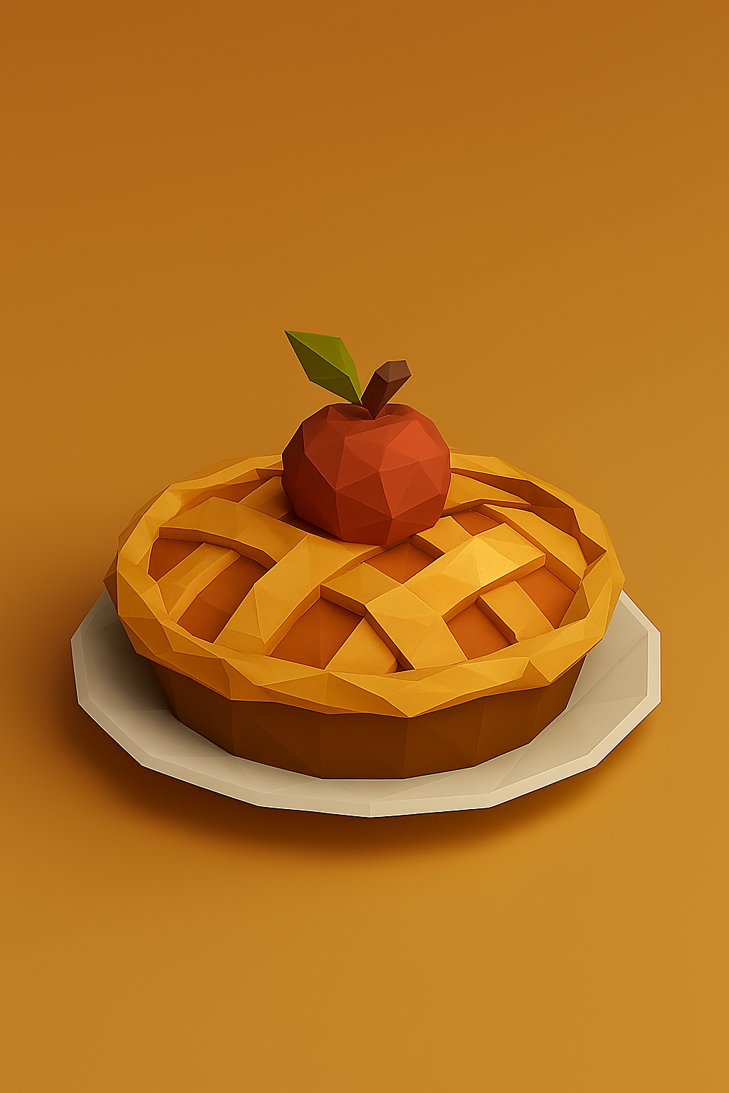 Low Poly Thanksgiving Apple Pie 3D Model