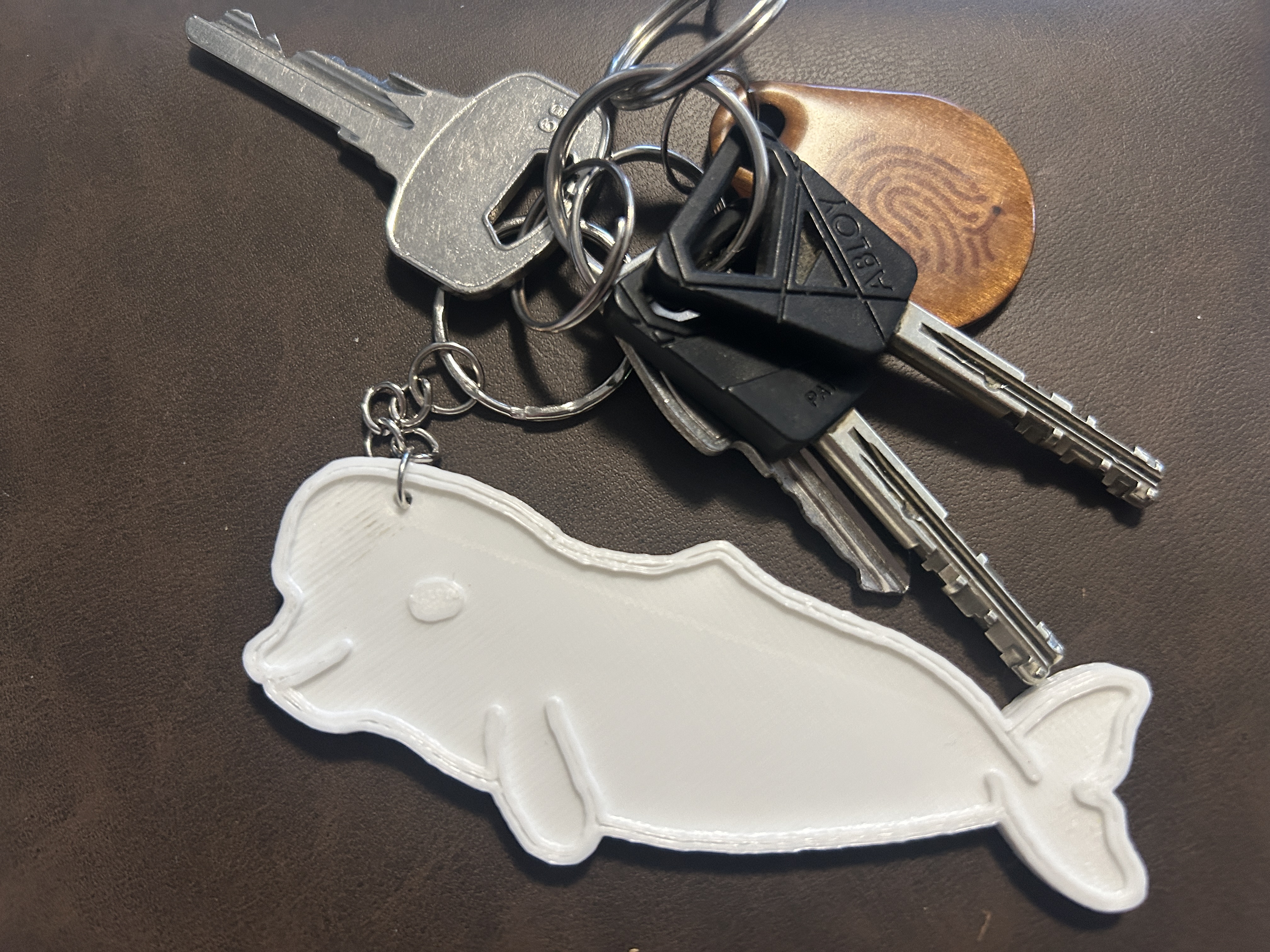 Minimalist Beluga Whale Keychain – Hand-Drawn Style