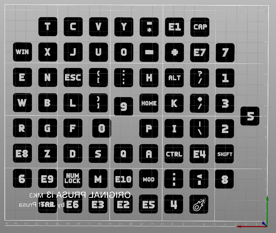 Fla 70% DSA Ortholinear MX CHERRY Keycaps // labeled // single Extruder multicolor