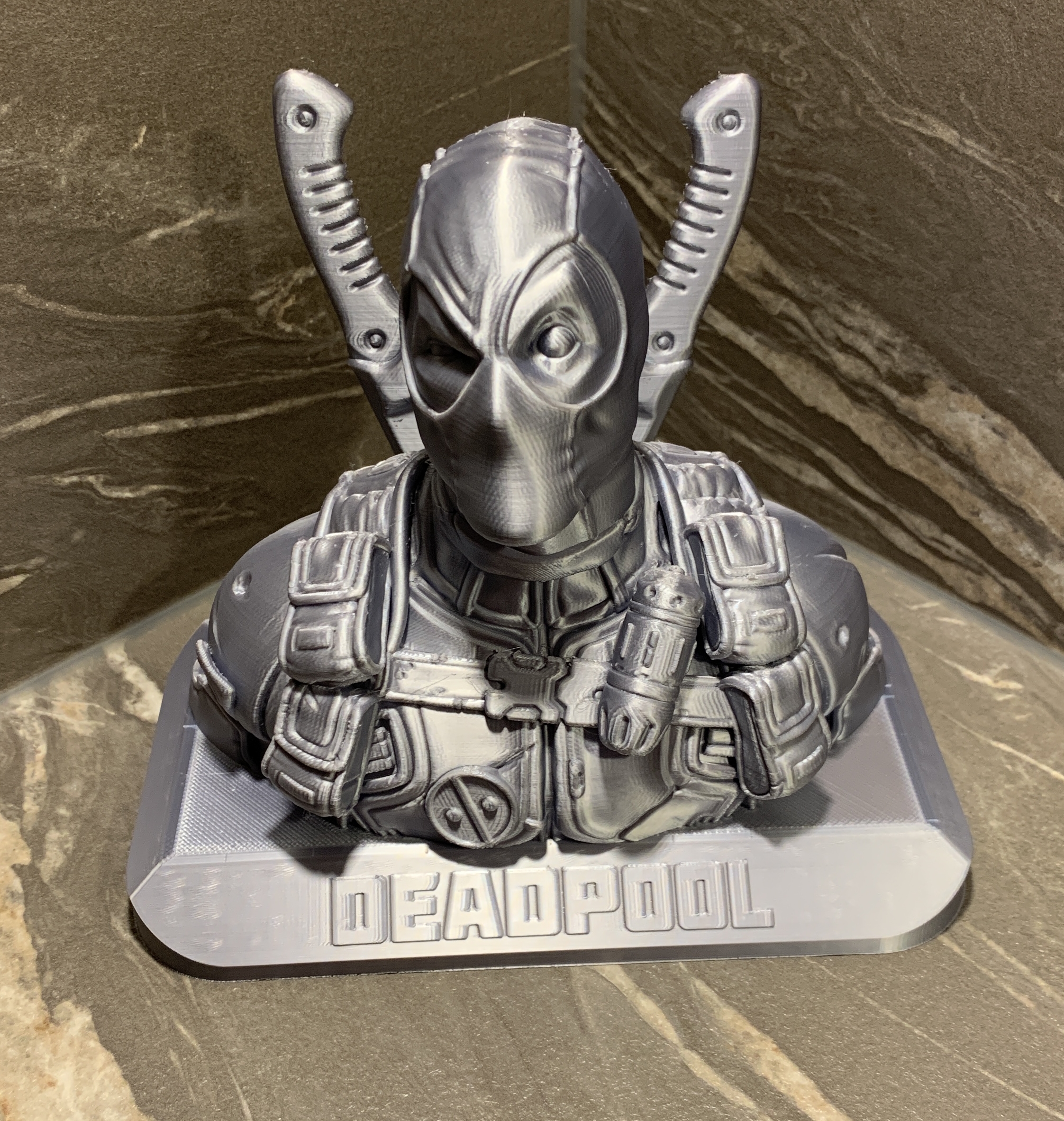 Deadpool Bust - base+lettering 3D model thumbnail