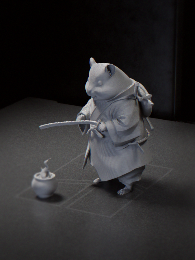 Samurai Mouse Warrior Figurine 3D Printable 3D model
