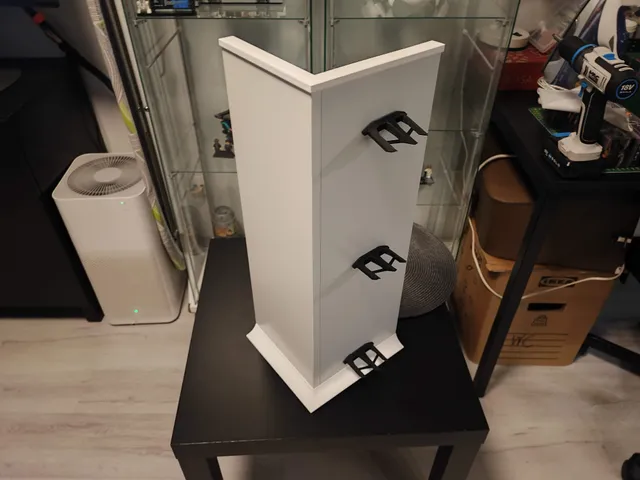 Event Vertical Stand made from 2pcs IKEA BURHULT 59x20 Shelf