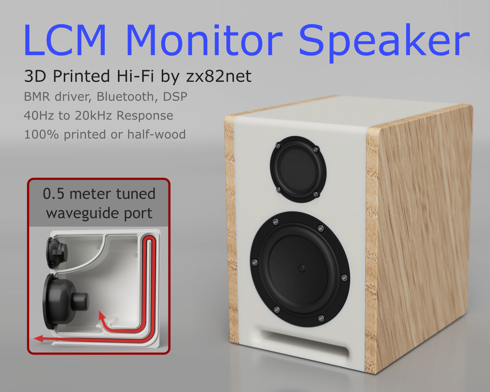 LCM Monitor Speaker - 40Hz waveguide - Bluetooth - DSP