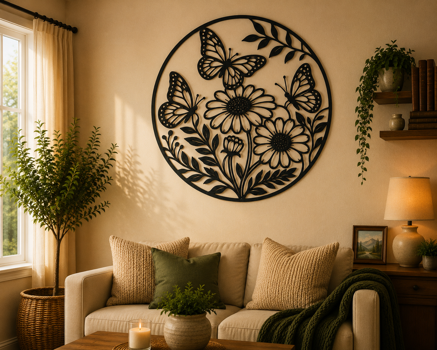 Butterflies and Daisy Flowers 2D Wall Art