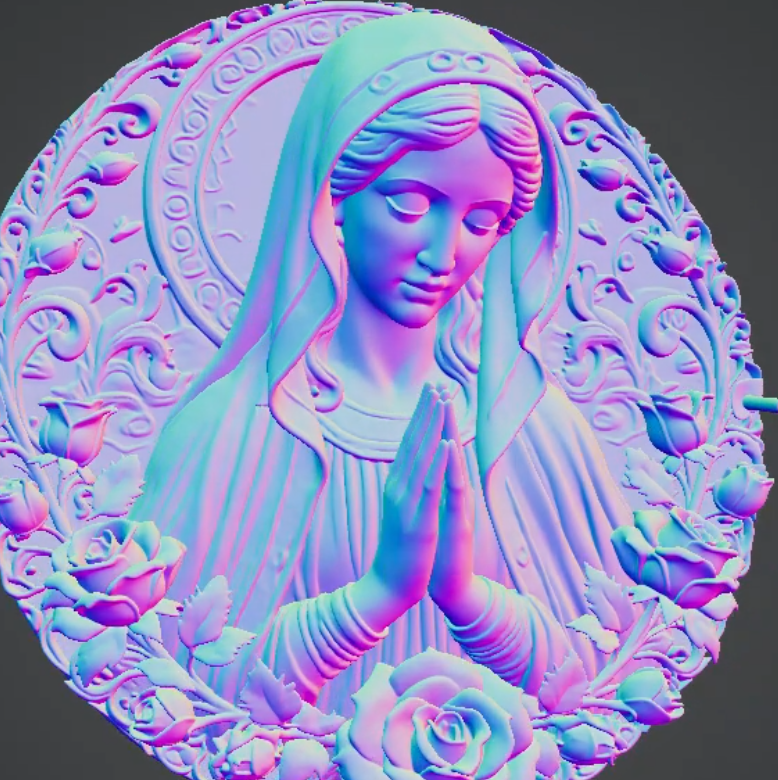 virgin mary relief 3d model (1)